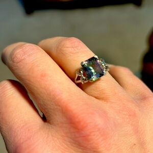 Gorgeous silver plated alexandrite ring